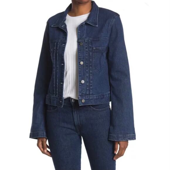 BLDWN Womens M Leon Denim Jean Jacket Dark Wash NEW - Picture 1 of 10